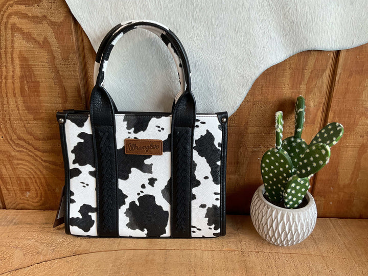 Wrangler Cow Print Concealed Carry Tote/Crossbody WG133-8120SBK Purse Wrangler Montana West