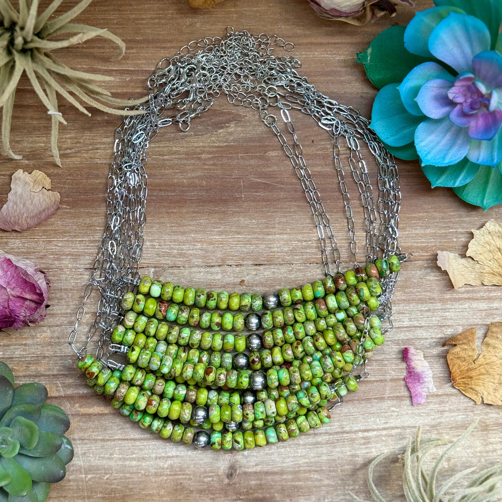 16” Green Variscite Paperclip Necklace – Sterling Silver Accent Necklaces Shopify Collective The Bijoux FAB Jewelry The Bijoux FAB Jewelry
