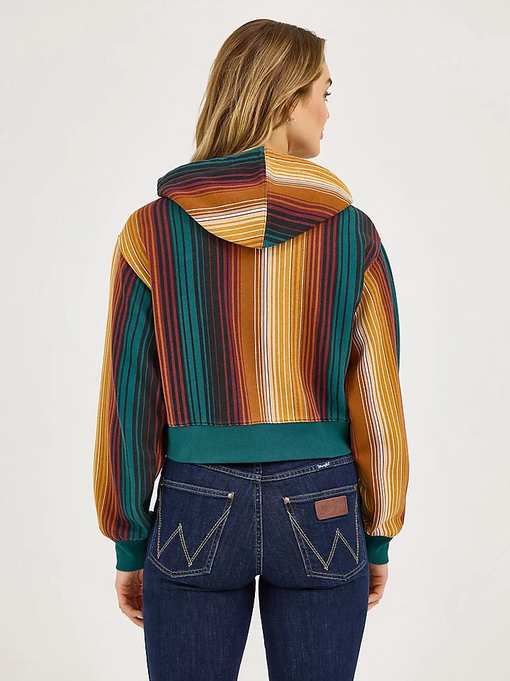 WOMEN'S STRIPED SERAPE CROPPED HOODIE 112371645 Hoodie 20% off Wrangler Wrangler