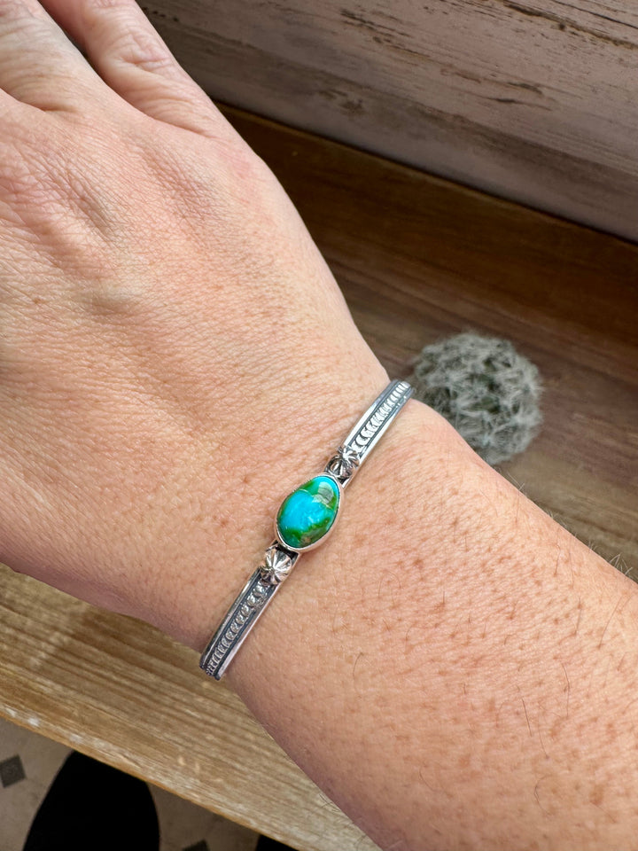Cuff Bracelet - Sonoran Turquoise & Sterling Silver option II Bracelets Shopify Collective The Bijoux FAB Jewelry The Bijoux FAB Jewelry