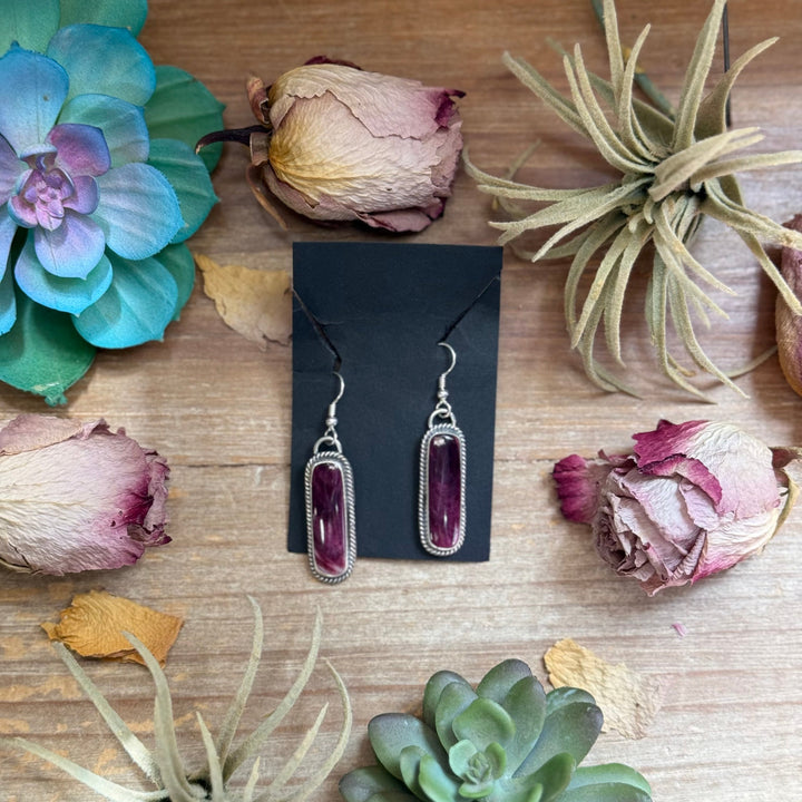 Sterling Silver Purple Spiny Oyster Dangle Earrings – Handmade by Artist Jason Ogg Earrings Shopify Collective The Bijoux FAB Jewelry The Bijoux FAB Jewelry