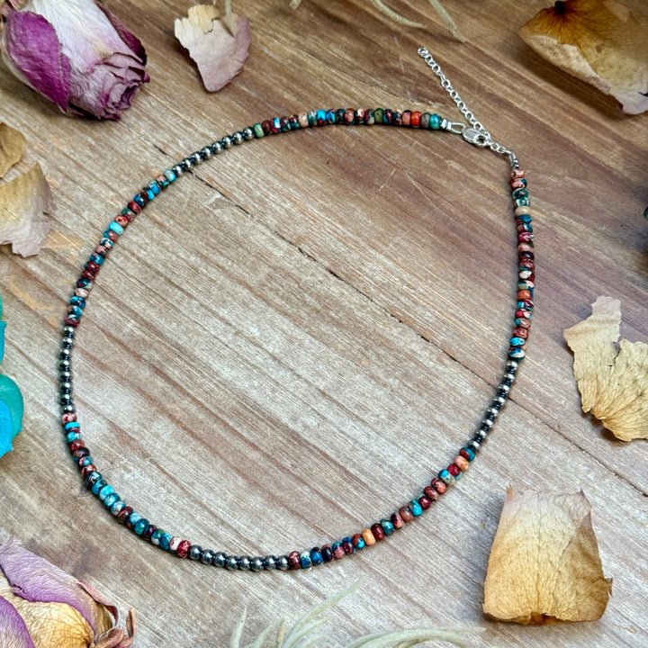 17” Blue & Pink Sea Sediment Necklace – Sterling Silver Necklaces Shopify Collective The Bijoux FAB Jewelry The Bijoux FAB Jewelry