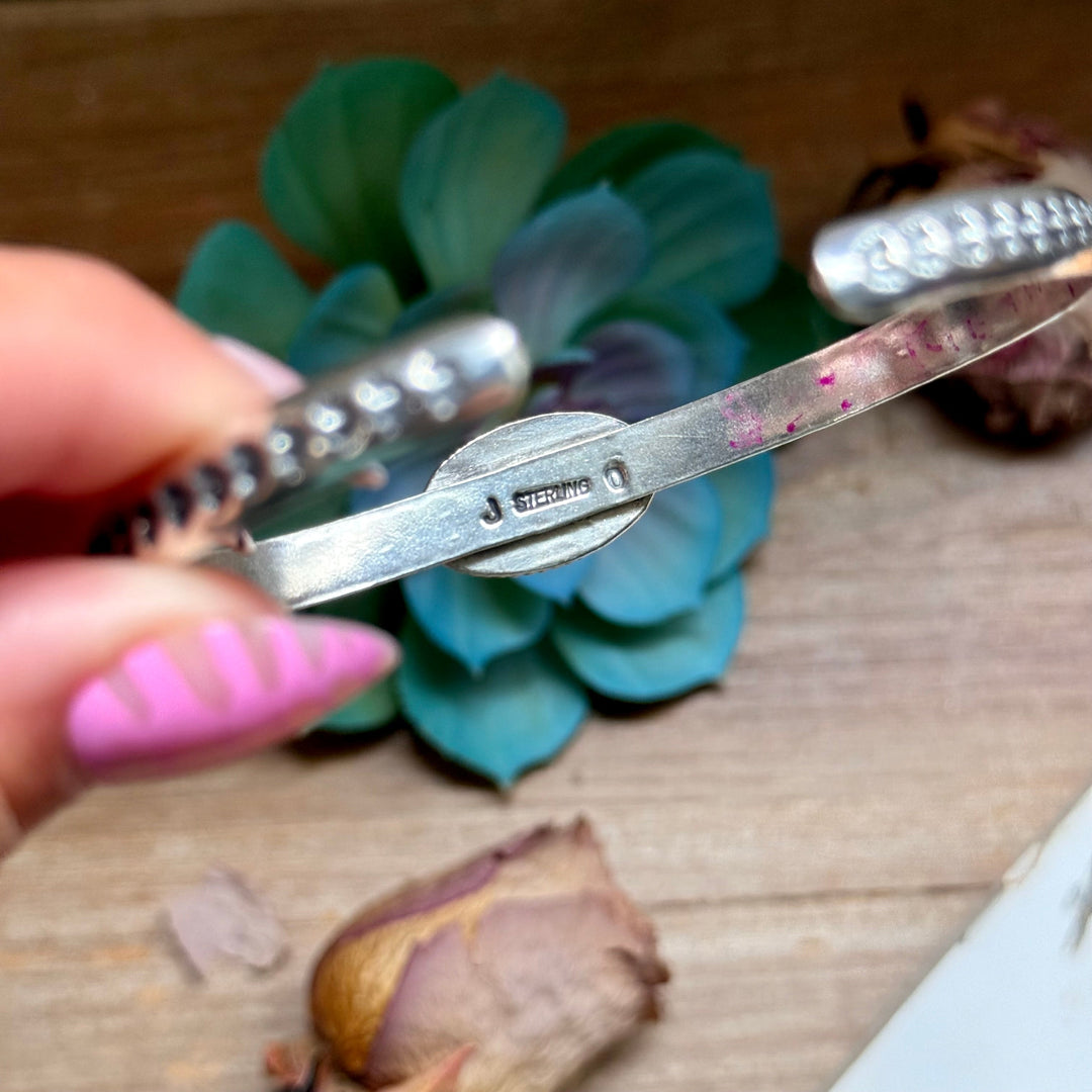 121 Sterling Silver Kingman Turquoise Stamped Stacking Cuff by Jason Ogg cuff Shopify Collective The Bijoux FAB Jewelry The Bijoux FAB Jewelry
