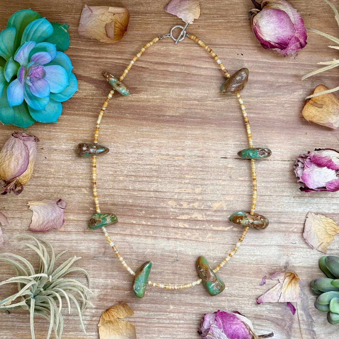 22” Chunky Turquoise & Shell Heishi Necklace Necklaces Shopify Collective The Bijoux FAB Jewelry The Bijoux FAB Jewelry