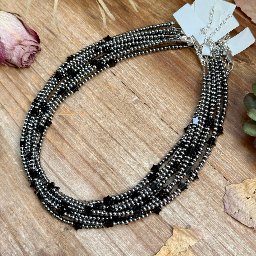 15” Black Onyx Star Necklace – Sterling Silver Pearls Necklaces Shopify Collective The Bijoux FAB Jewelry The Bijoux FAB Jewelry