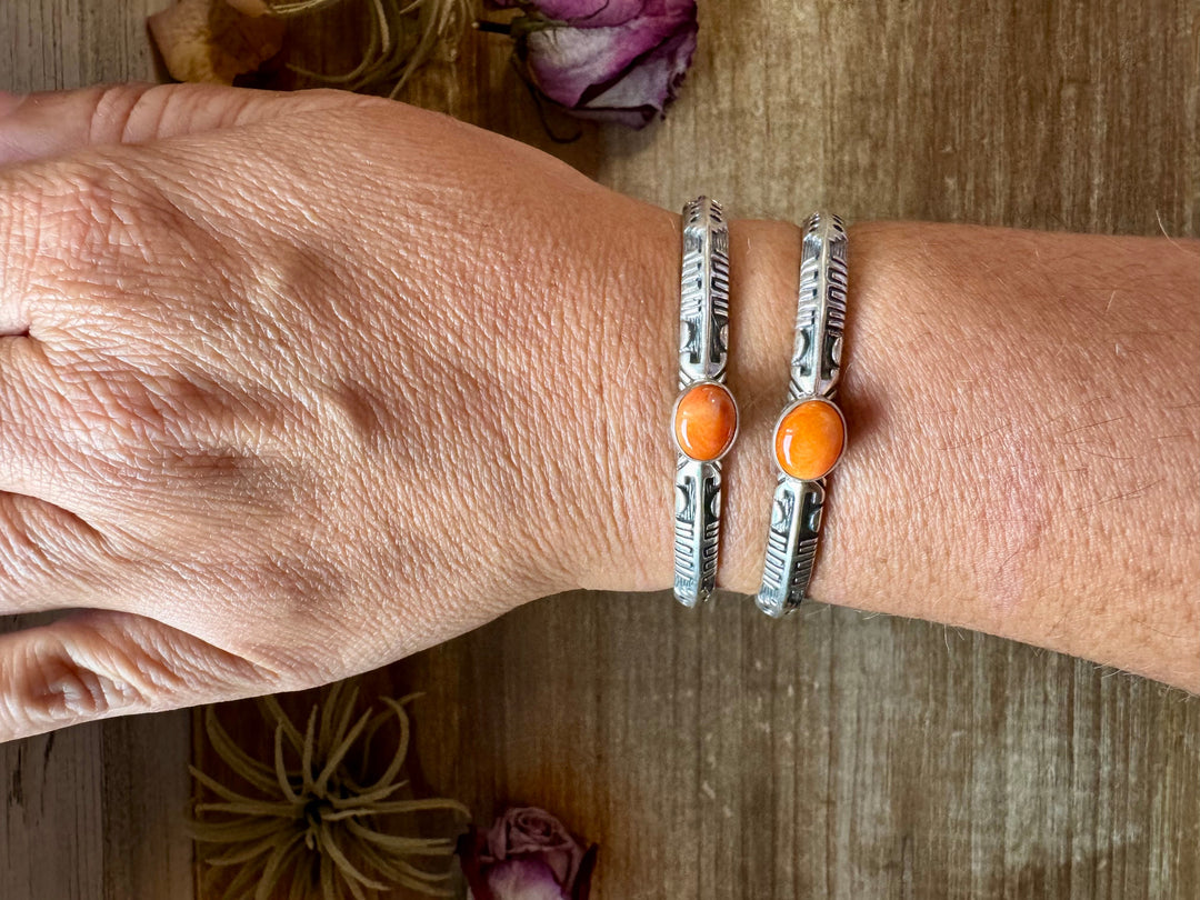 Orange Spiny Oyster Cuff Bracelet – Sterling Silver Bracelets Shopify Collective The Bijoux FAB Jewelry The Bijoux FAB Jewelry