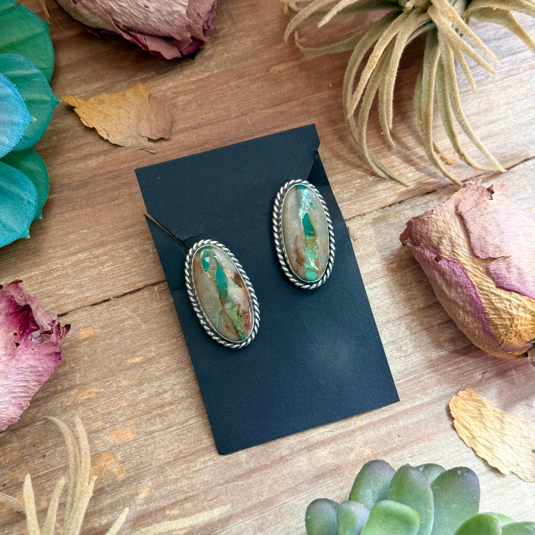 9 - Sterling Silver Ribbon Royston Turquoise Stud Earrings by Jason Ogg Earrings Shopify Collective The Bijoux FAB Jewelry The Bijoux FAB Jewelry