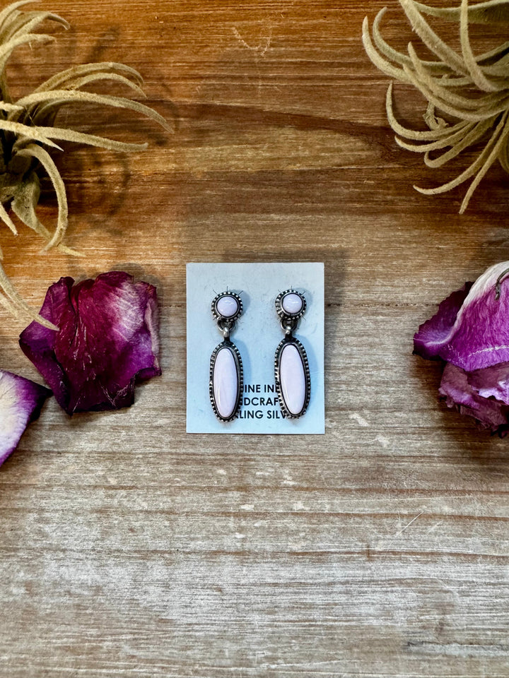Pink Conch Dangle Earrings – Sterling Silver – Native Made by Marcella James Earrings Shopify Collective The Bijoux FAB Jewelry The Bijoux FAB Jewelry