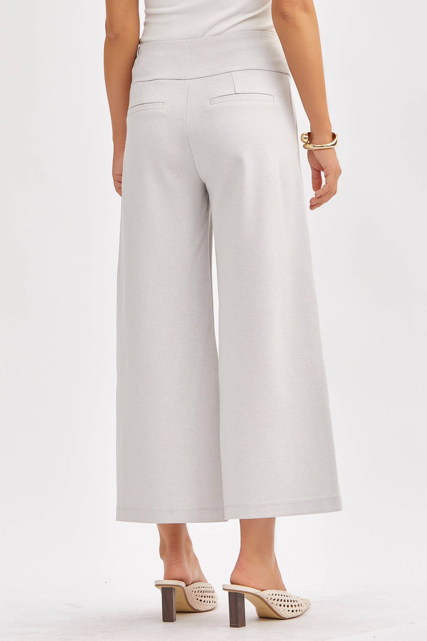 Magic Wide Cropped Pants: Pearl Gray Pants Dear Scarlett