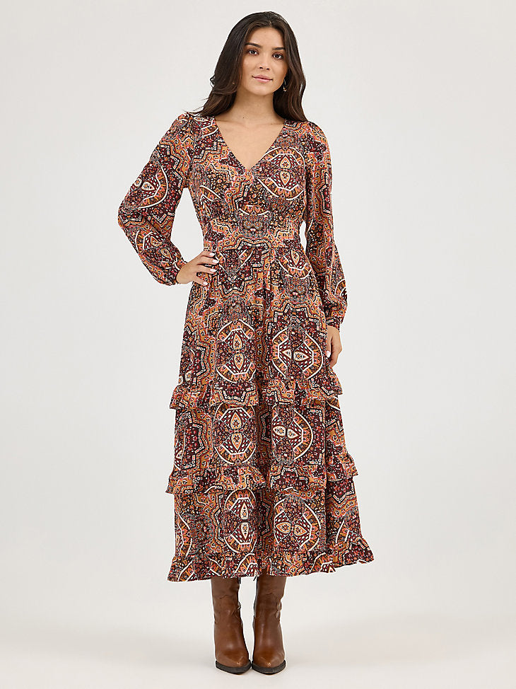 New Women's Ruffle Accent Maxi Dress 112371767 Dress Wrangler