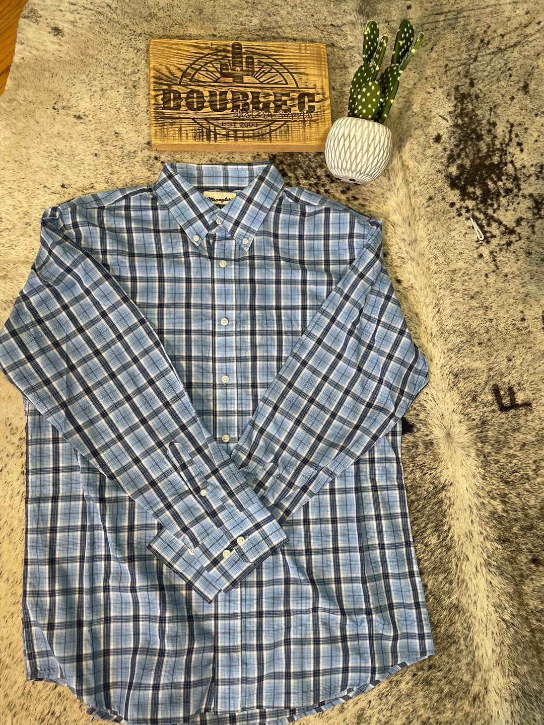 Wrangler Riata Classic Fit Easy Care Plaid Button L/S Shirts &amp; Tops Men&