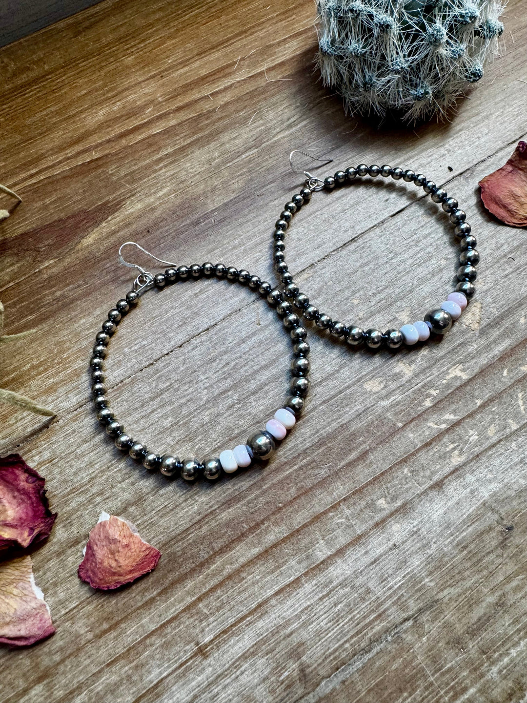 Big Sterling Silver Pearls Hoops with pink Conch Earrings Shopify Collective The Bijoux FAB Jewelry The Bijoux FAB Jewelry