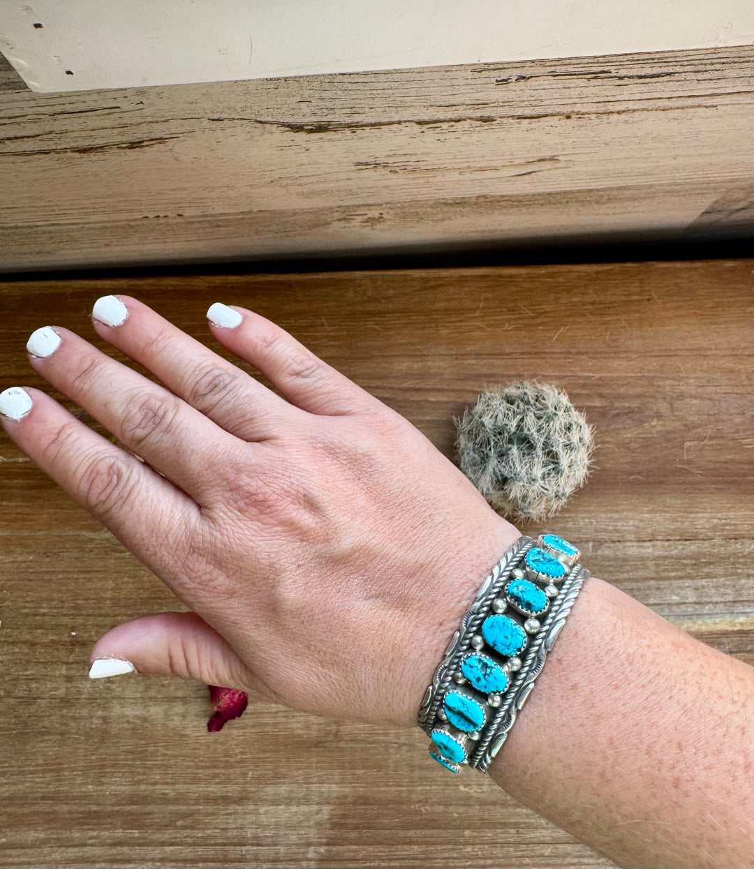 Cuff - Sterling silver Cuff Bracelet with Kingman turquoise Bracelets Shopify Collective The Bijoux FAB Jewelry The Bijoux FAB Jewelry