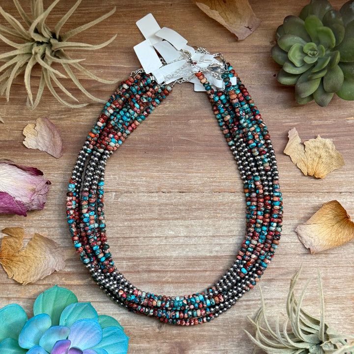 17” Blue & Pink Sea Sediment Necklace – Sterling Silver Necklaces Shopify Collective The Bijoux FAB Jewelry The Bijoux FAB Jewelry