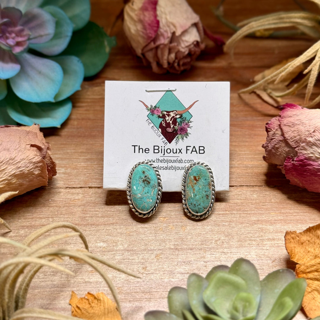 27 - Sterling Silver Cripple Creek Turquoise Stud Earrings by Jason Ogg Earrings Shopify Collective The Bijoux FAB Jewelry The Bijoux FAB Jewelry