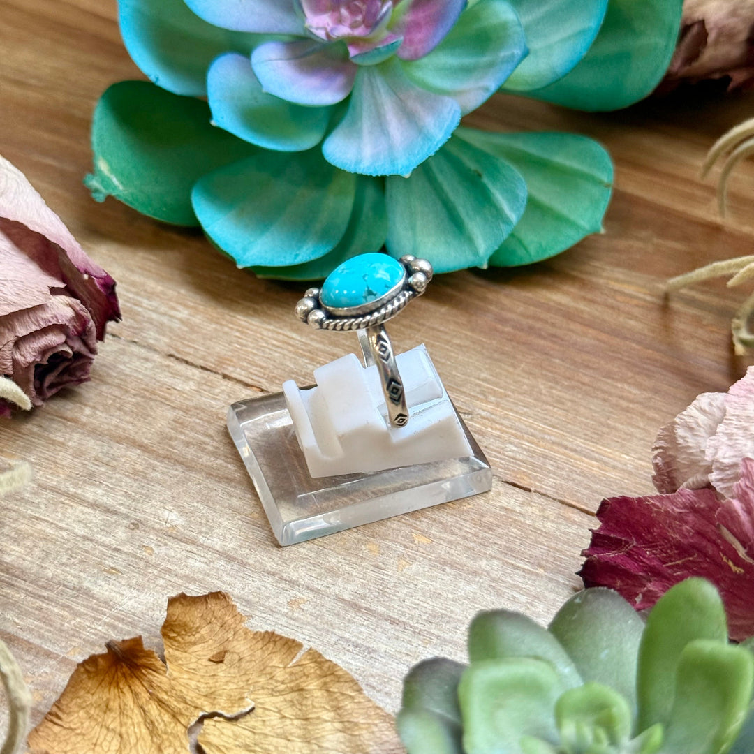 140 - Sterling Silver Kingman Turquoise Medicine Man Eye Stamped Stacking Ring by Jason Ogg ring Shopify Collective The Bijoux FAB Jewelry The Bijoux FAB Jewelry