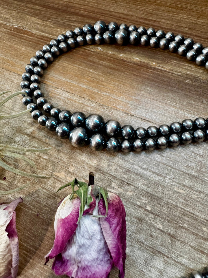NFR Collection Necklace – Graduated Sterling Silver Pearls 8mm to 14mm 46.5" Necklaces Shopify Collective The Bijoux FAB Jewelry The Bijoux FAB Jewelry