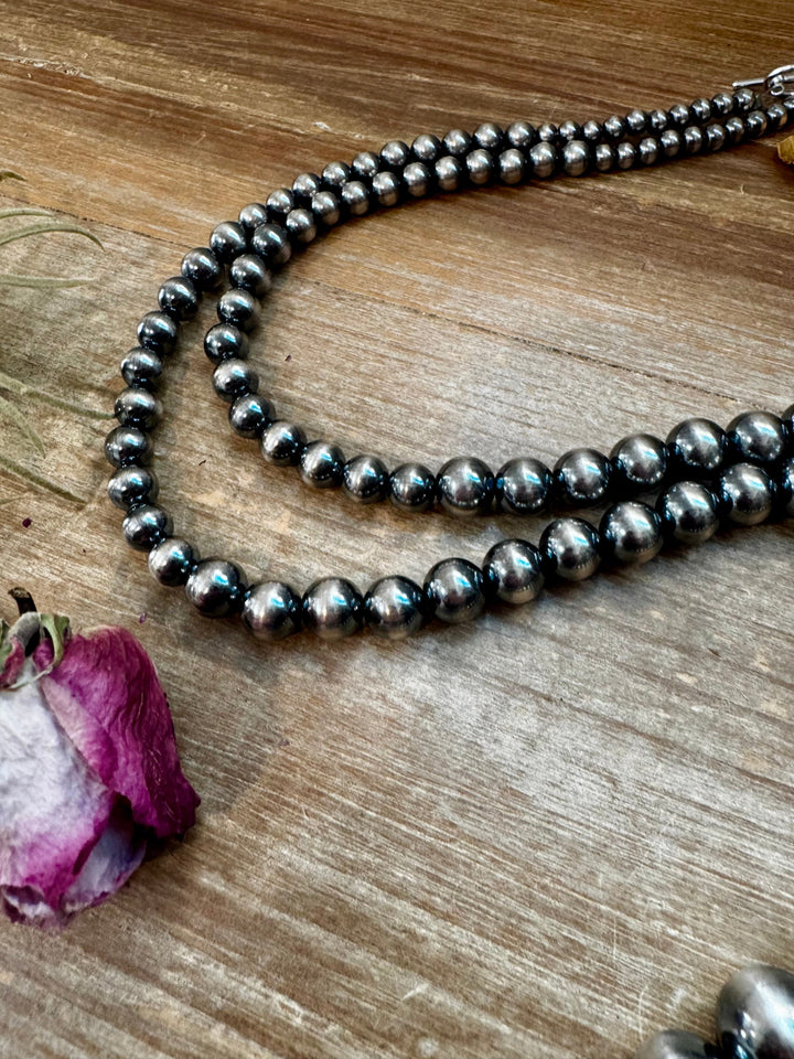 NFR Collection Necklace – Graduated Sterling Silver Pearls 6mm to 16mm – 45" Necklaces Shopify Collective The Bijoux FAB Jewelry The Bijoux FAB Jewelry