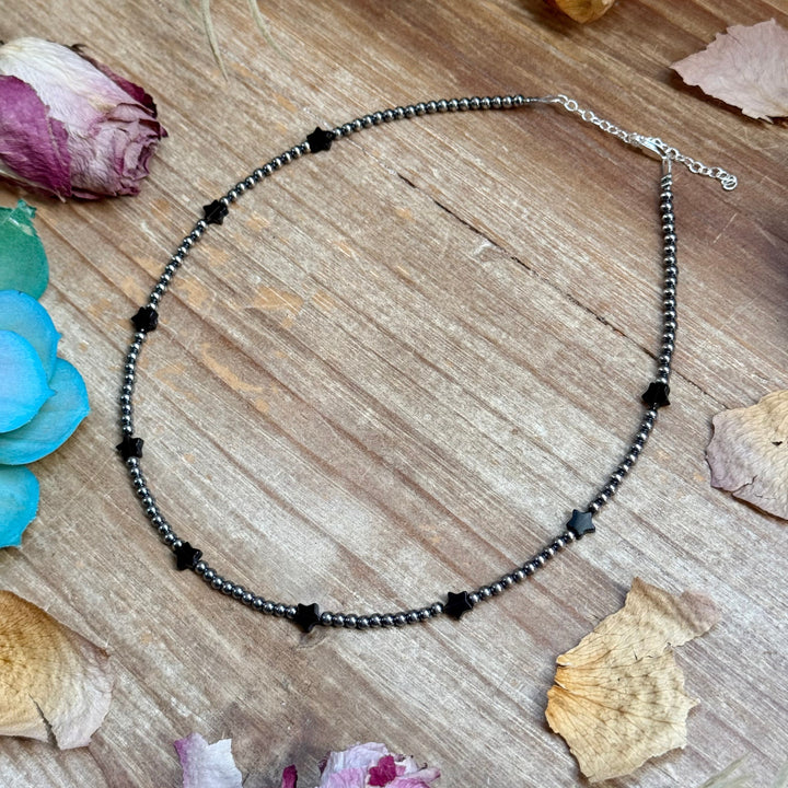 15” Black Onyx Star Necklace – Sterling Silver Pearls Necklaces Shopify Collective The Bijoux FAB Jewelry The Bijoux FAB Jewelry