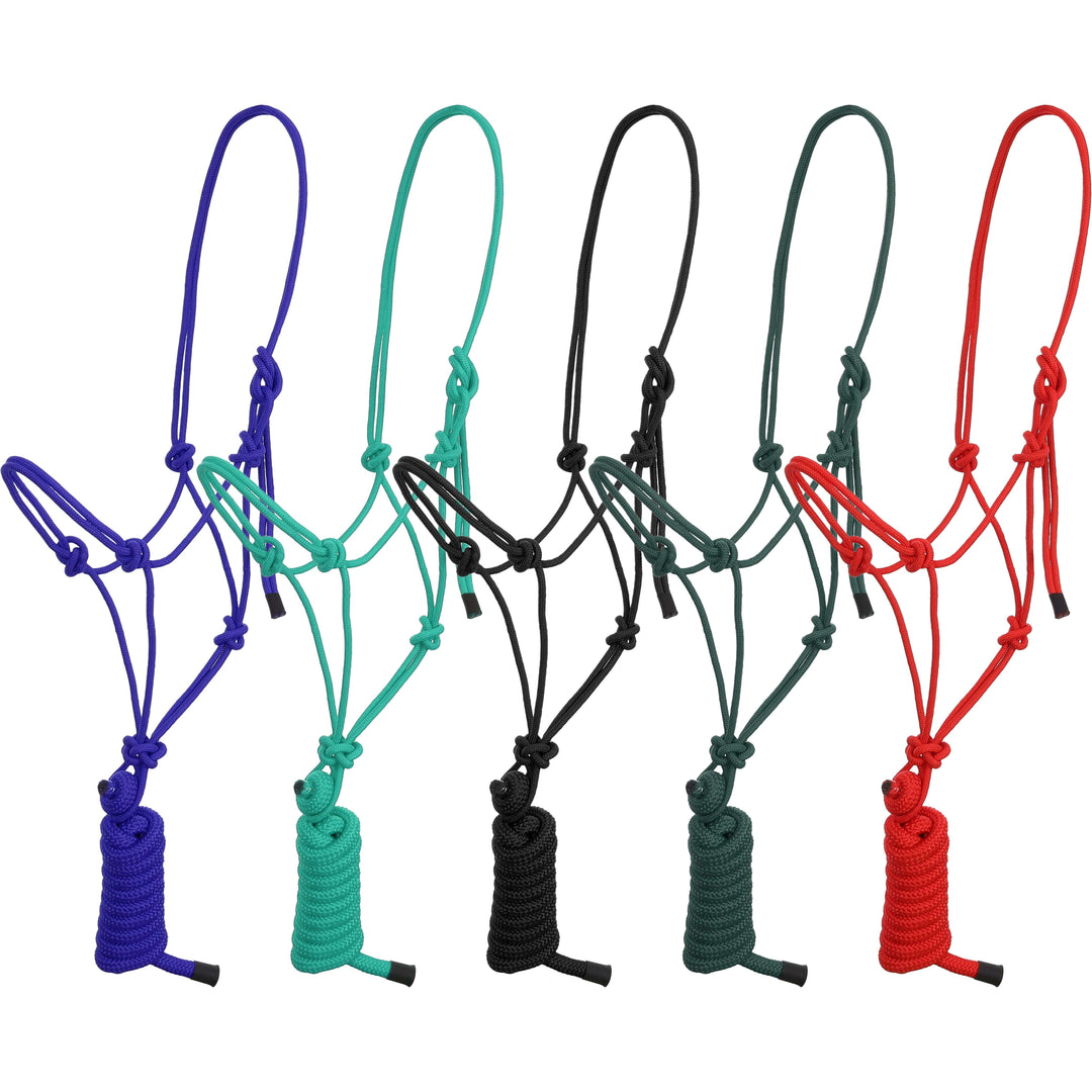 Showman Assorted Cowboy Knot Halter with 8 Ft Lead 4581 Halter w/Lead Rope Halter Lead Rope Tack Shiloh