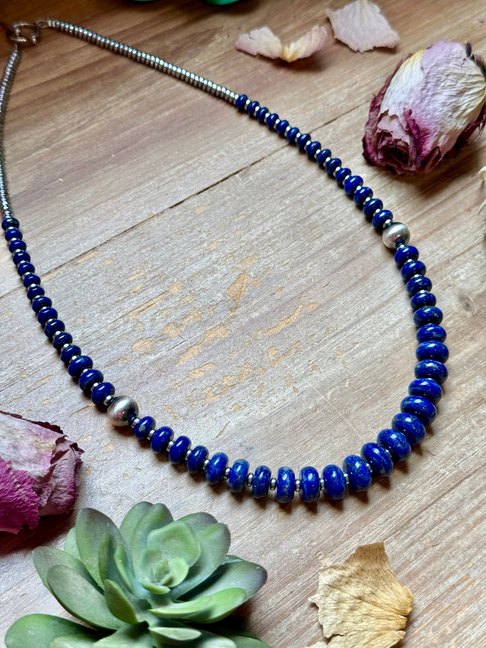 Lapis Rondelle & Hematite Necklace – 22" Necklaces Shopify Collective The Bijoux FAB Jewelry The Bijoux FAB Jewelry