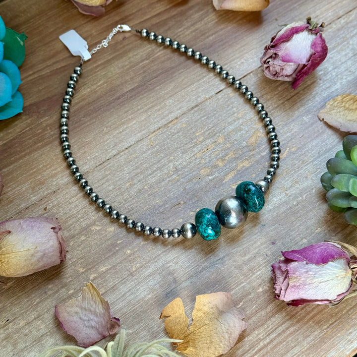 16.5” Turquoise Necklace – Sterling Silver Pearls Necklaces Shopify Collective The Bijoux FAB Jewelry The Bijoux FAB Jewelry