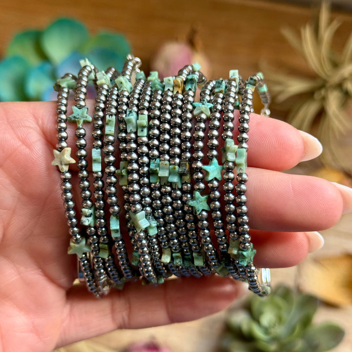 African Turquoise Onyx Star Bracelet with Sterling Silver Pearls Bracelets Shopify Collective The Bijoux FAB Jewelry The Bijoux FAB Jewelry