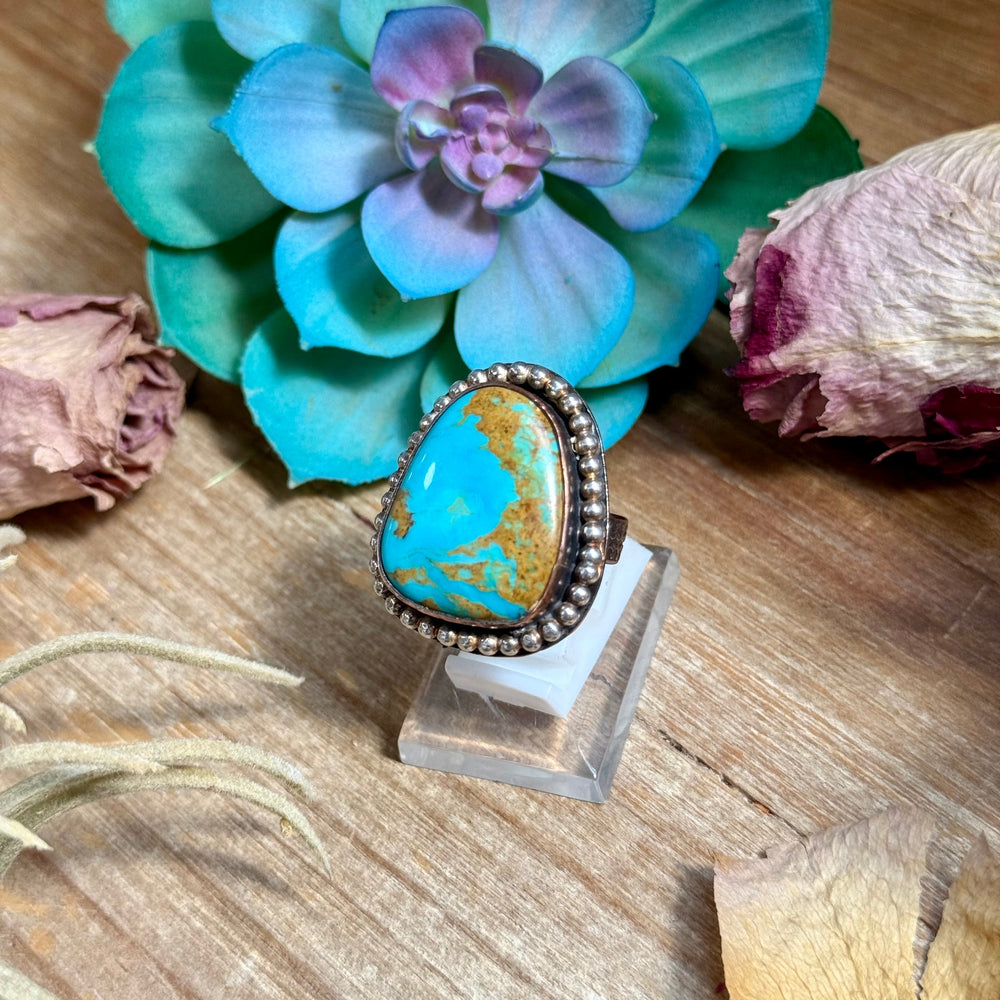 MJ Ring - Copper & Sterling Silver Blue Turquoise Adjustable Ring Shopify Collective The Bijoux FAB Jewelry The Bijoux FAB Jewelry