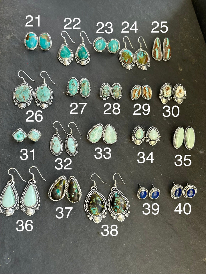 27 - Sterling Silver Cripple Creek Turquoise Stud Earrings by Jason Ogg Earrings Shopify Collective The Bijoux FAB Jewelry The Bijoux FAB Jewelry