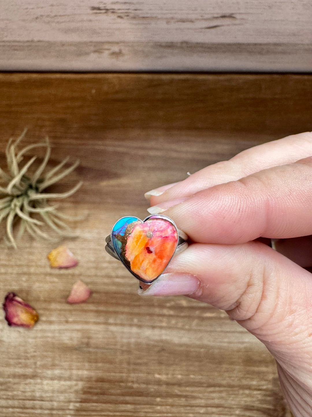 Heart Ring - Size 6 1/2 -Dahlia ring and sterling silver ring Shopify Collective The Bijoux FAB Jewelry The Bijoux FAB Jewelry