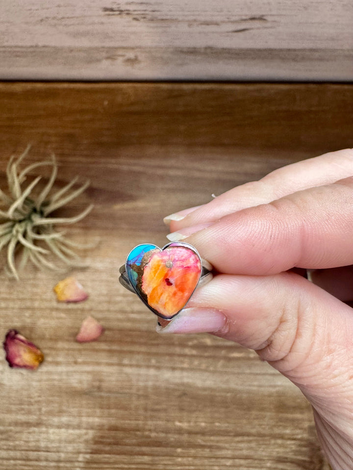 Heart Ring - Size 6 1/2 -Dahlia ring and sterling silver ring Shopify Collective The Bijoux FAB Jewelry The Bijoux FAB Jewelry