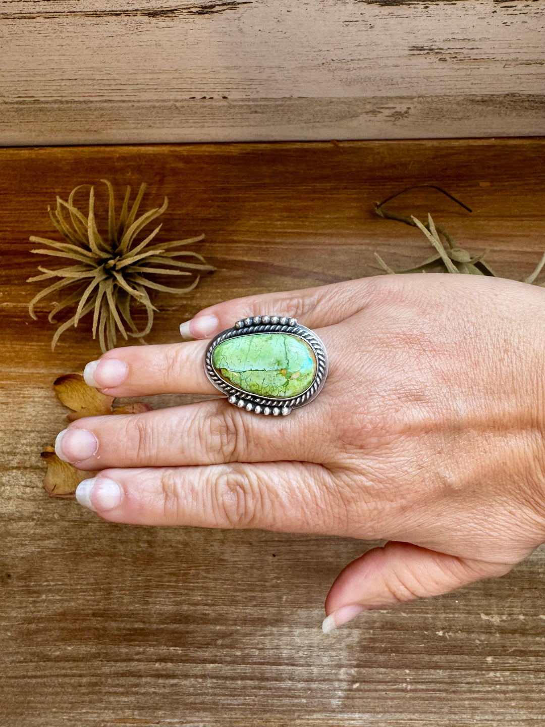 Adjustable Green Turquoise Ring – Sterling Silver – One of a Kind – Made in USA ring Shopify Collective The Bijoux FAB Jewelry The Bijoux FAB Jewelry