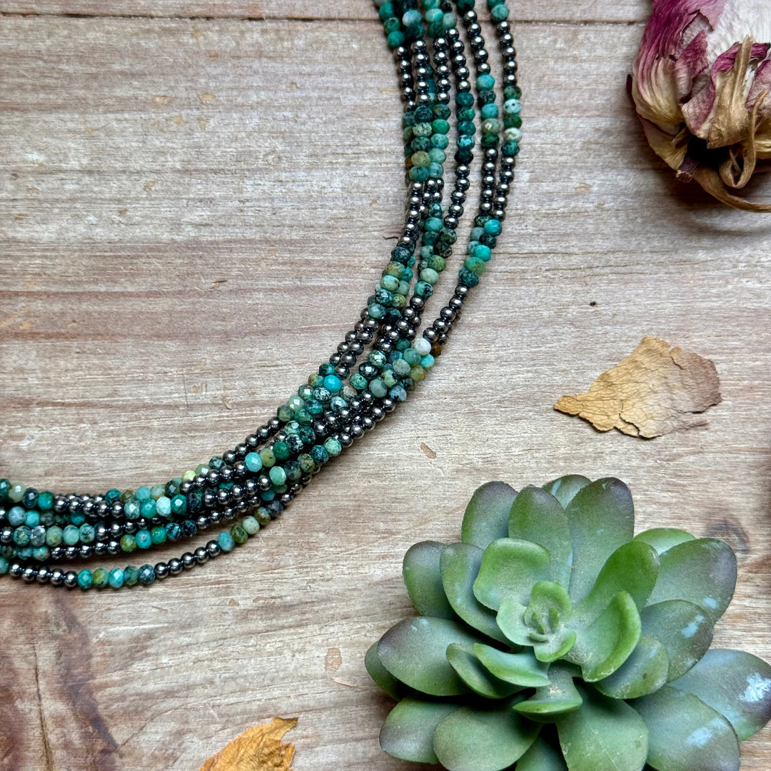 Faceted African Turquoise Necklace – 19" – 3mm Necklaces Shopify Collective The Bijoux FAB Jewelry The Bijoux FAB Jewelry