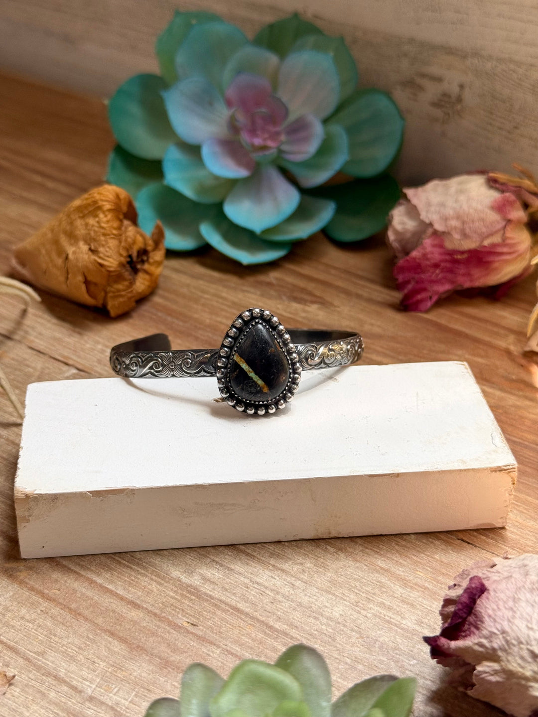 MJ Black Jack Turquoise Sterling Silver Cuff cuff Shopify Collective The Bijoux FAB Jewelry The Bijoux FAB Jewelry