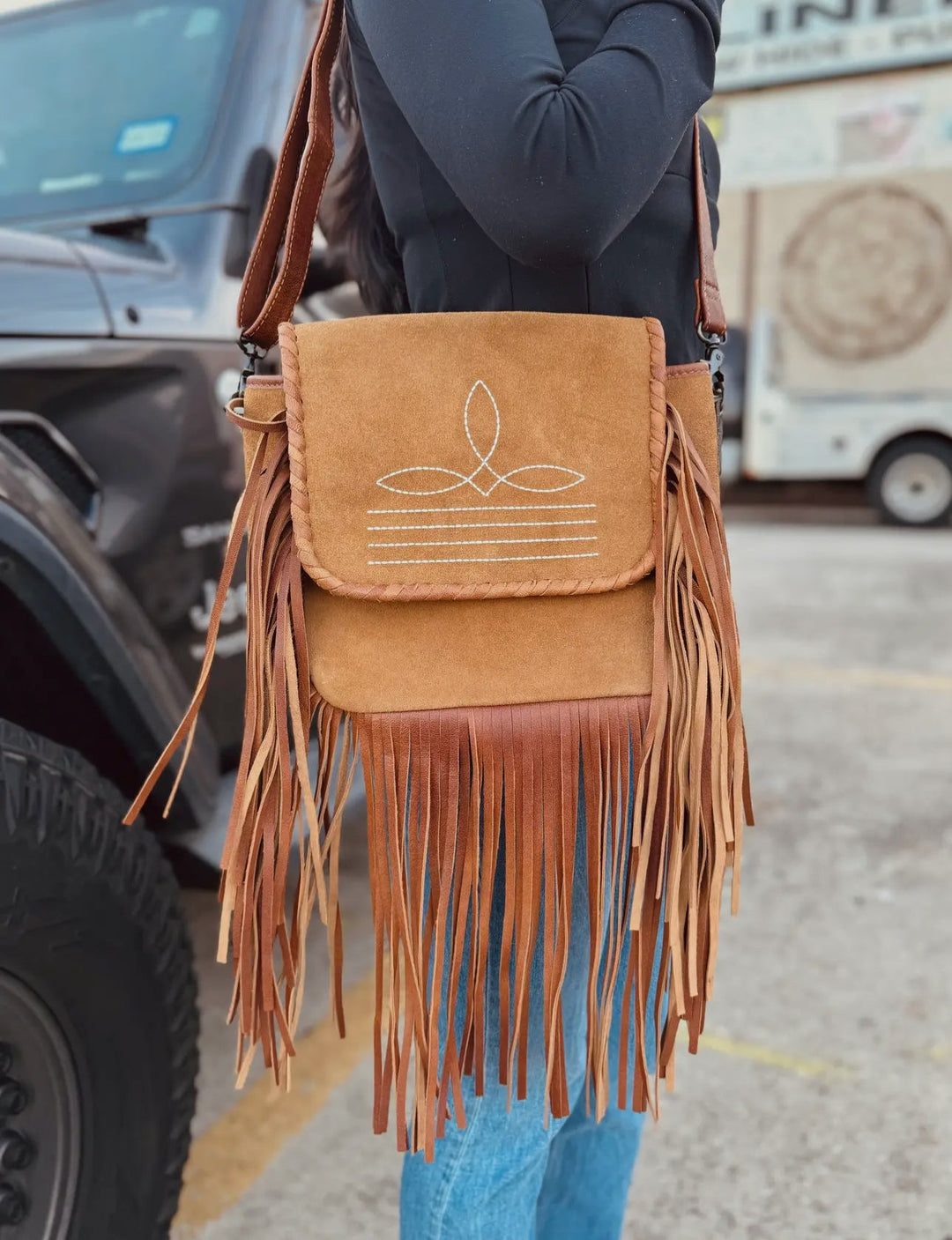Suede Leather Boot Stitch Crossbody purse Shopify Collective The Bijoux FAB Jewelry The Bijoux FAB Jewelry