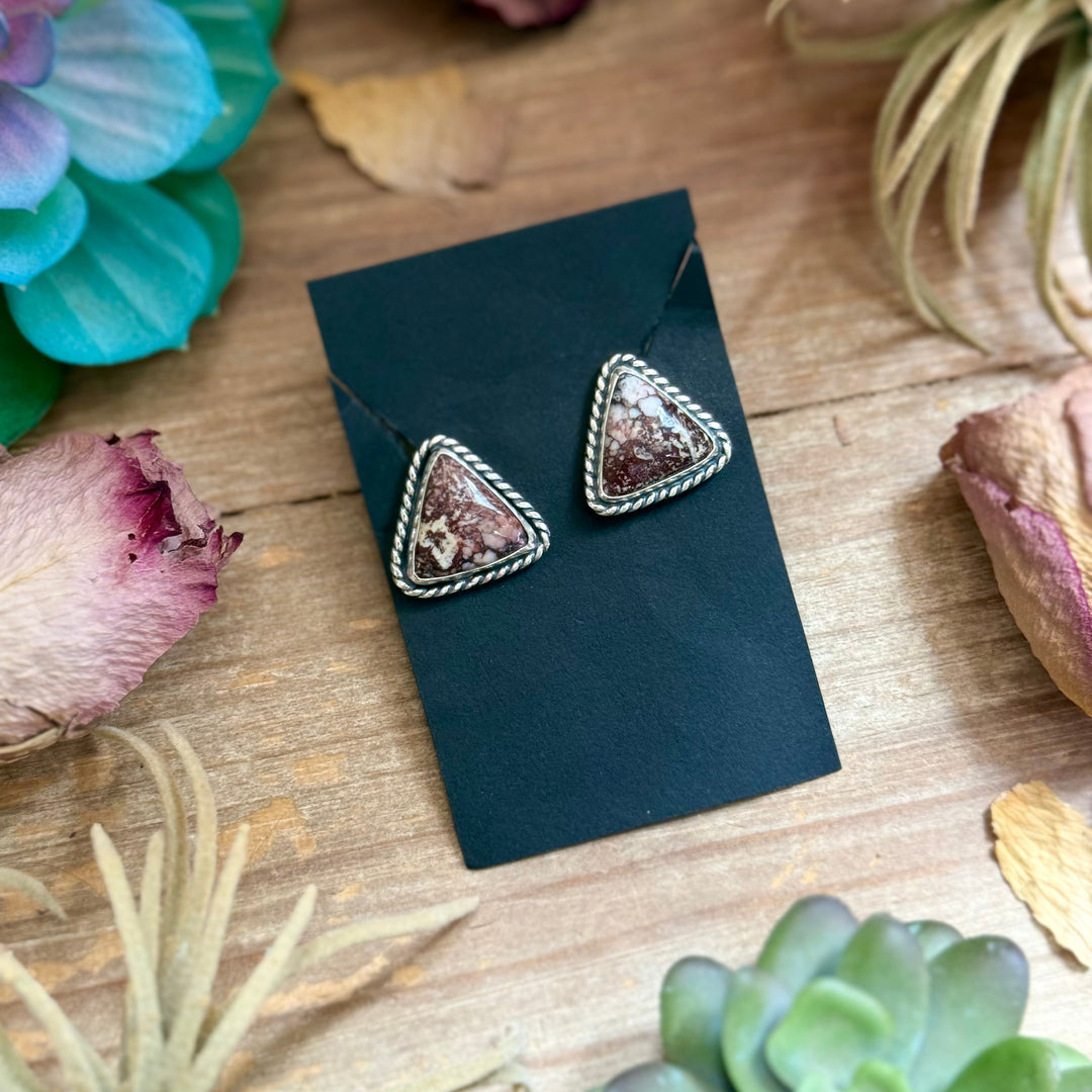 52 - Sterling Silver Wild Horse Jasper Stud Earrings by Jason Ogg Earrings Shopify Collective The Bijoux FAB Jewelry The Bijoux FAB Jewelry