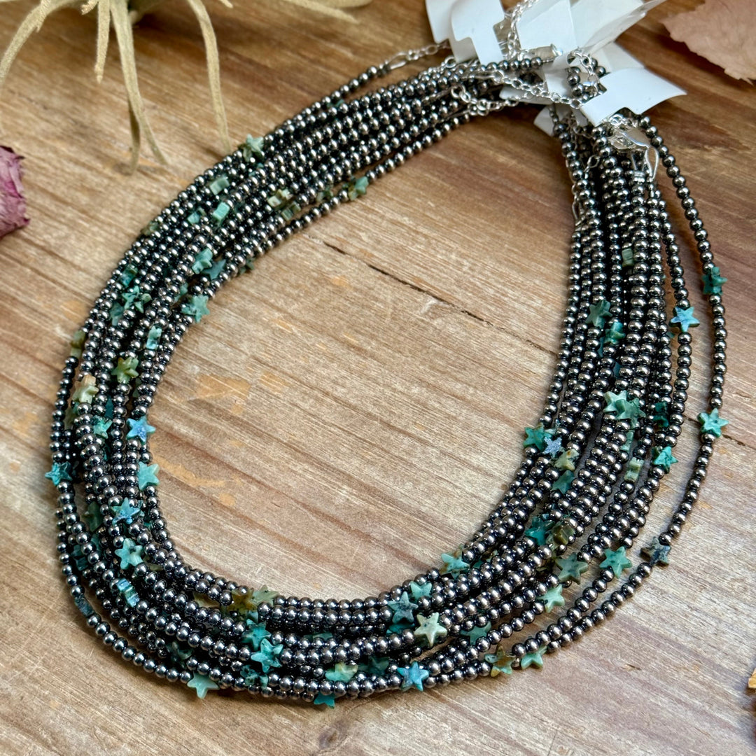 15” African Turquoise Star Necklace – Sterling Silver Pearls Necklaces Shopify Collective The Bijoux FAB Jewelry The Bijoux FAB Jewelry