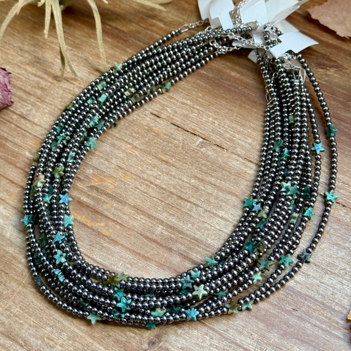 15” African Turquoise Star Necklace – Sterling Silver Pearls Necklaces Shopify Collective The Bijoux FAB Jewelry The Bijoux FAB Jewelry