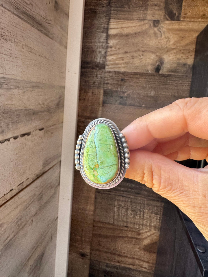 Adjustable Green Turquoise Ring – Sterling Silver – One of a Kind – Made in USA ring Shopify Collective The Bijoux FAB Jewelry The Bijoux FAB Jewelry