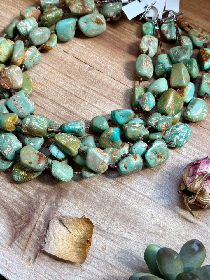 20” Brown Shell & Green Turquoise Nugget Necklace Necklaces Shopify Collective The Bijoux FAB Jewelry The Bijoux FAB Jewelry