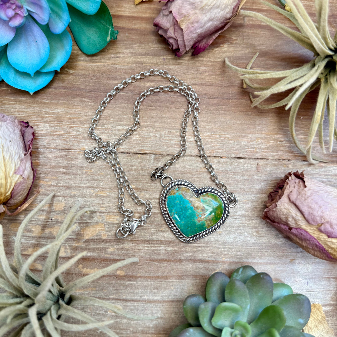 101 - Sterling Silver Kingman Turquoise Heart Bar Necklace by Jason Ogg Necklaces Shopify Collective The Bijoux FAB Jewelry The Bijoux FAB Jewelry