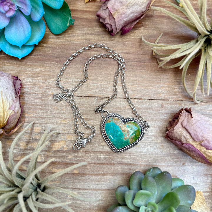 101 - Sterling Silver Kingman Turquoise Heart Bar Necklace by Jason Ogg Necklaces Shopify Collective The Bijoux FAB Jewelry The Bijoux FAB Jewelry