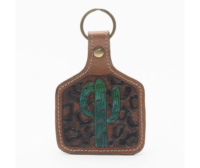 Saguaro Mist Hand-tooled Leather Key Fob Key chain Myra