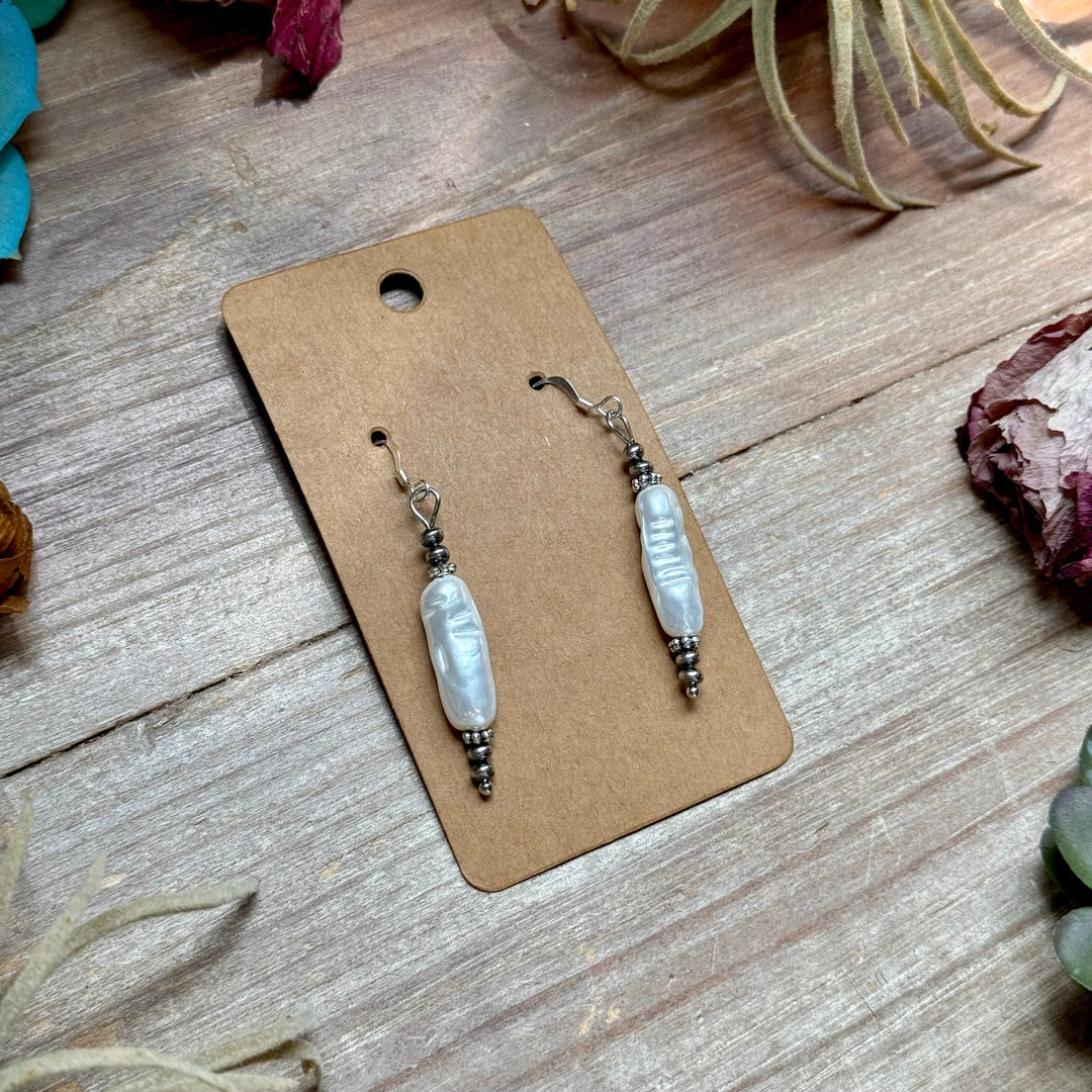 Mother of Pearl & Sterling Silver Dangle Earrings Earrings Shopify Collective The Bijoux FAB Jewelry The Bijoux FAB Jewelry