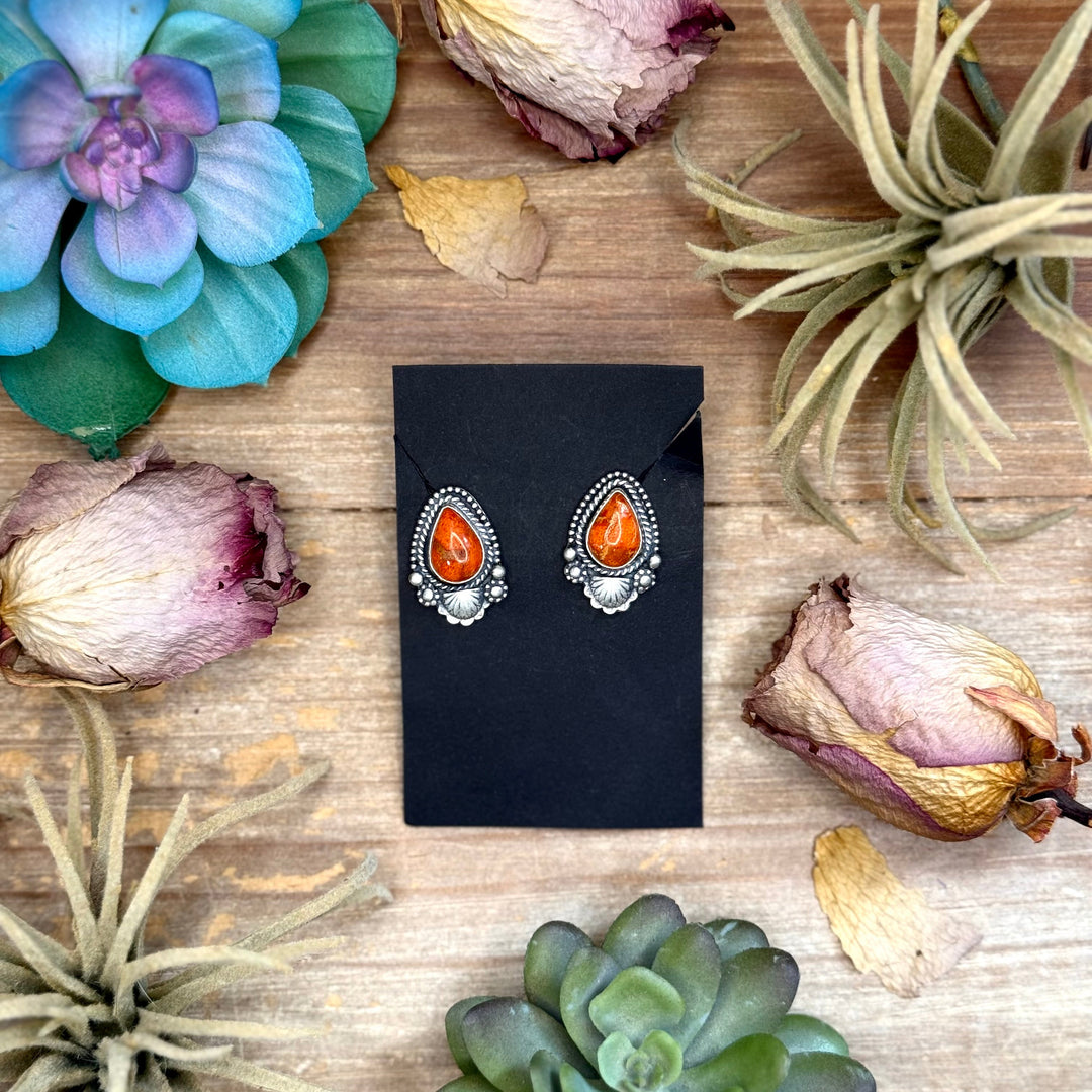 60 - Sterling Silver Apple Coral Stud Earrings by Shay Pfeiffer Earrings Shopify Collective The Bijoux FAB Jewelry The Bijoux FAB Jewelry