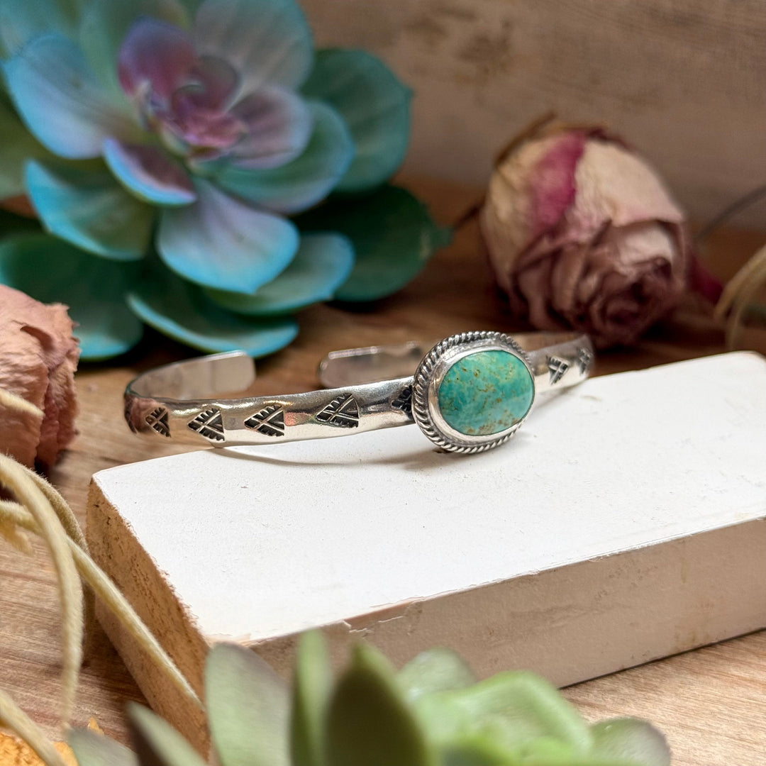 118 Sterling Silver Kingman Turquoise Stamped Stacking Cuff by Jason Ogg cuff Shopify Collective The Bijoux FAB Jewelry The Bijoux FAB Jewelry