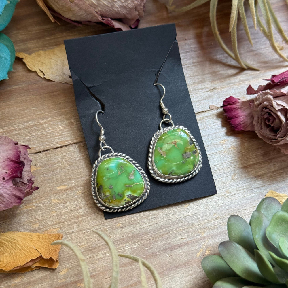 Sterling Silver Sonoran Turquoise Dangle Earrings – Handmade by Artist Jason Ogg Earrings Shopify Collective The Bijoux FAB Jewelry The Bijoux FAB Jewelry
