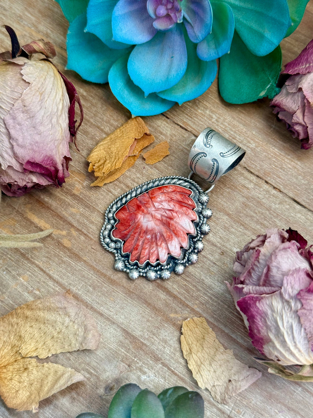 83 - Sterling Silver Red Spiny Oyster Chief Head Pendant by Shay Pfeiffer Pendant Shopify Collective The Bijoux FAB Jewelry The Bijoux FAB Jewelry