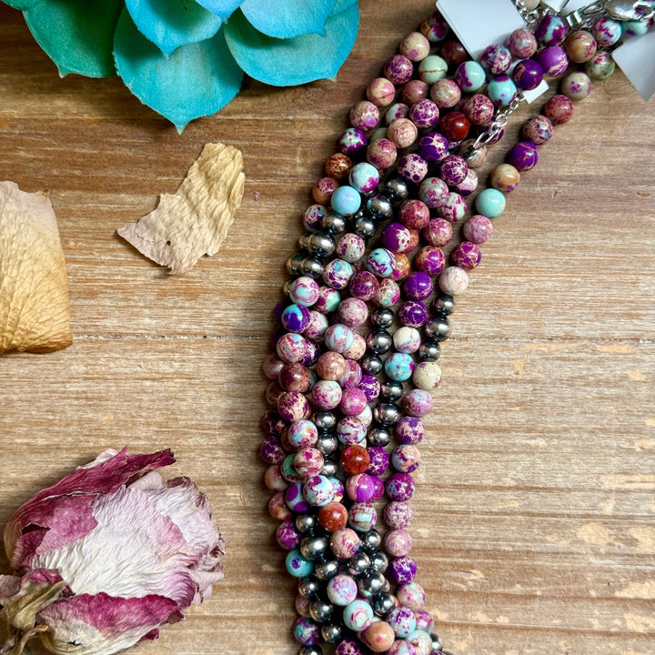 Purple Variscite & Sterling Pearl Necklace 18.25” Necklaces Shopify Collective The Bijoux FAB Jewelry The Bijoux FAB Jewelry