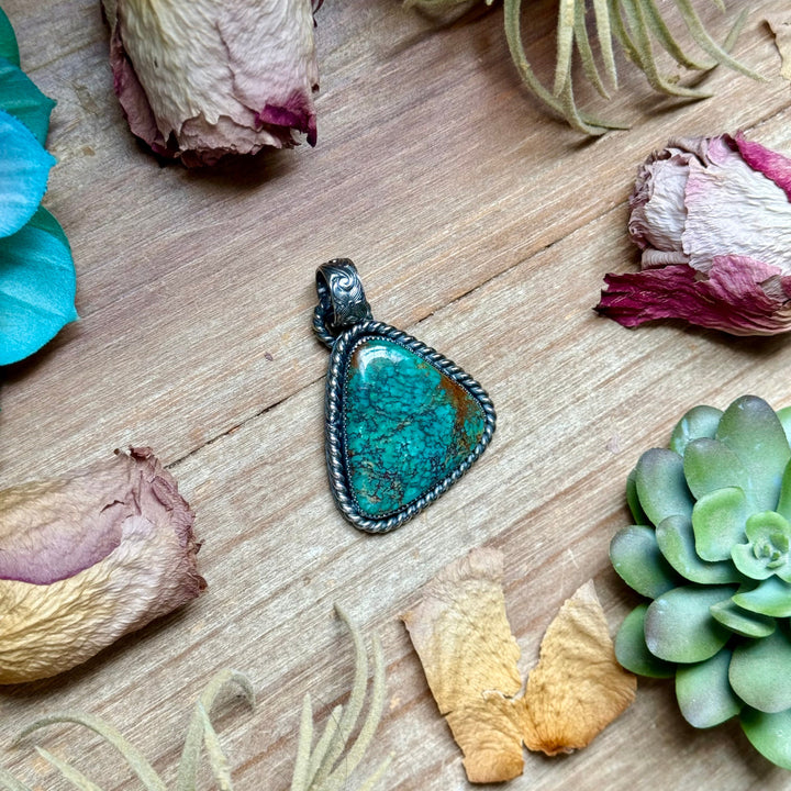 MJ Dark Blue Turquoise Sterling Silver Pendant Pendant Shopify Collective The Bijoux FAB Jewelry The Bijoux FAB Jewelry